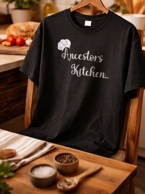Women's Black Graphic T-Shirt "Ancestors Kitchen" Sz 2x